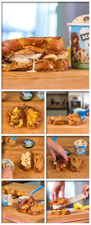 Show the steps taken to make this sandwich