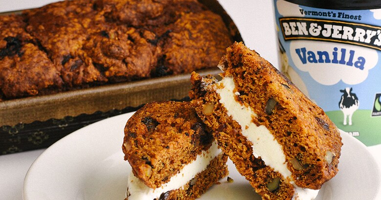 pumpkin bread ice cream sandwich