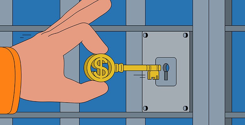 Inmate putting key in lock