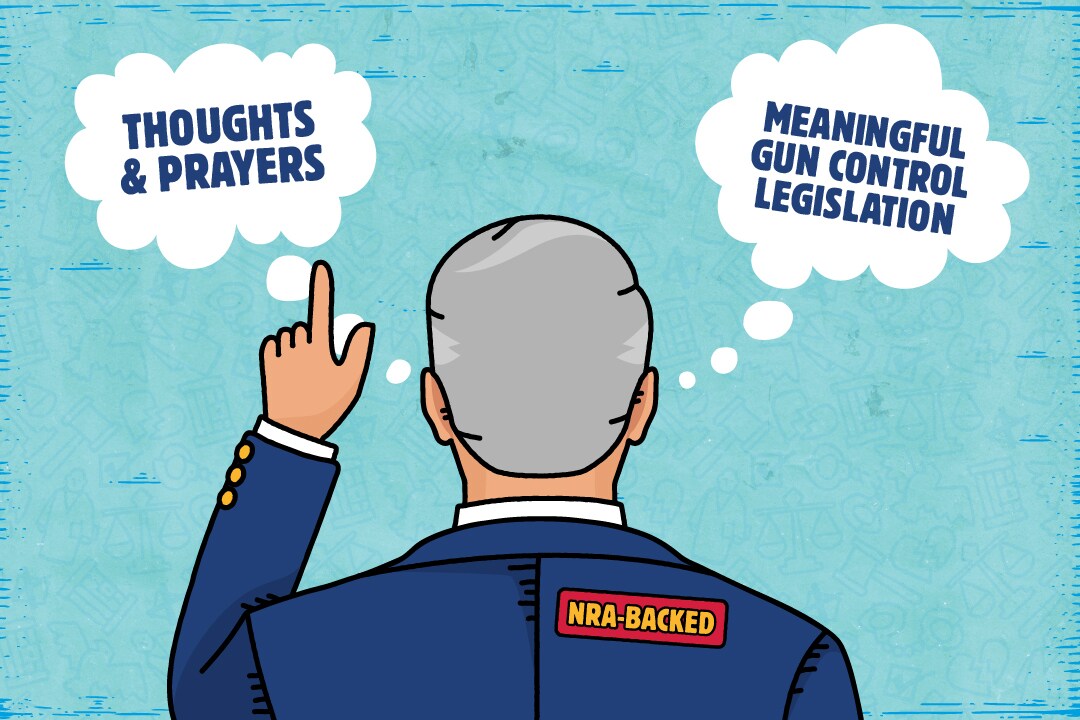 Man with thought clouds