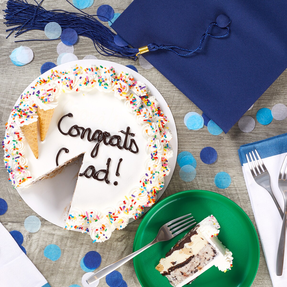 Ben & Jerry's custom ice cream cake at a graduation party