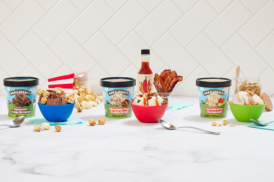 Ice cream pints and toppings