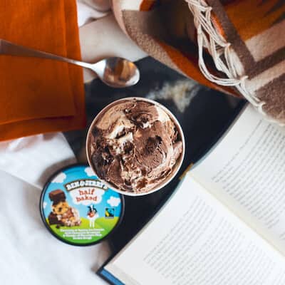 Pint of Half Baked and a book