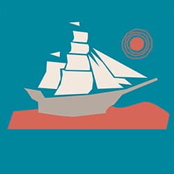 Illustration of a boat reminiscent of a slave ship.