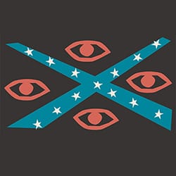 Abstract illustration reminiscent of the Confederate flag.